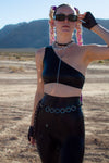 DOM One Shoulder Top  - Metallic Black
