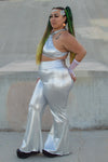 Flirt With Me Bell Pants - Metallic Silver