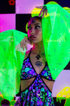 Blossom Fan Arm Cover - Neon Green Mesh