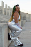 Flirt With Me Bell Pants - Metallic Silver
