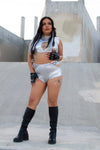 Venom Lace Up Bottoms - Metallic Silver