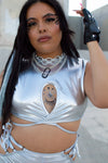 Eclipse Keyhole Top - Metallic Silver
