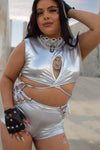 Eclipse Keyhole Top - Metallic Silver