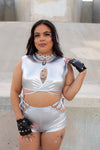Venom Lace Up Bottoms - Metallic Silver