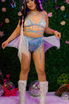 Sassy Fairy Mini Skirt with Fringe - White Mesh