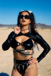 Assassin Underboob Top - Metallic Black