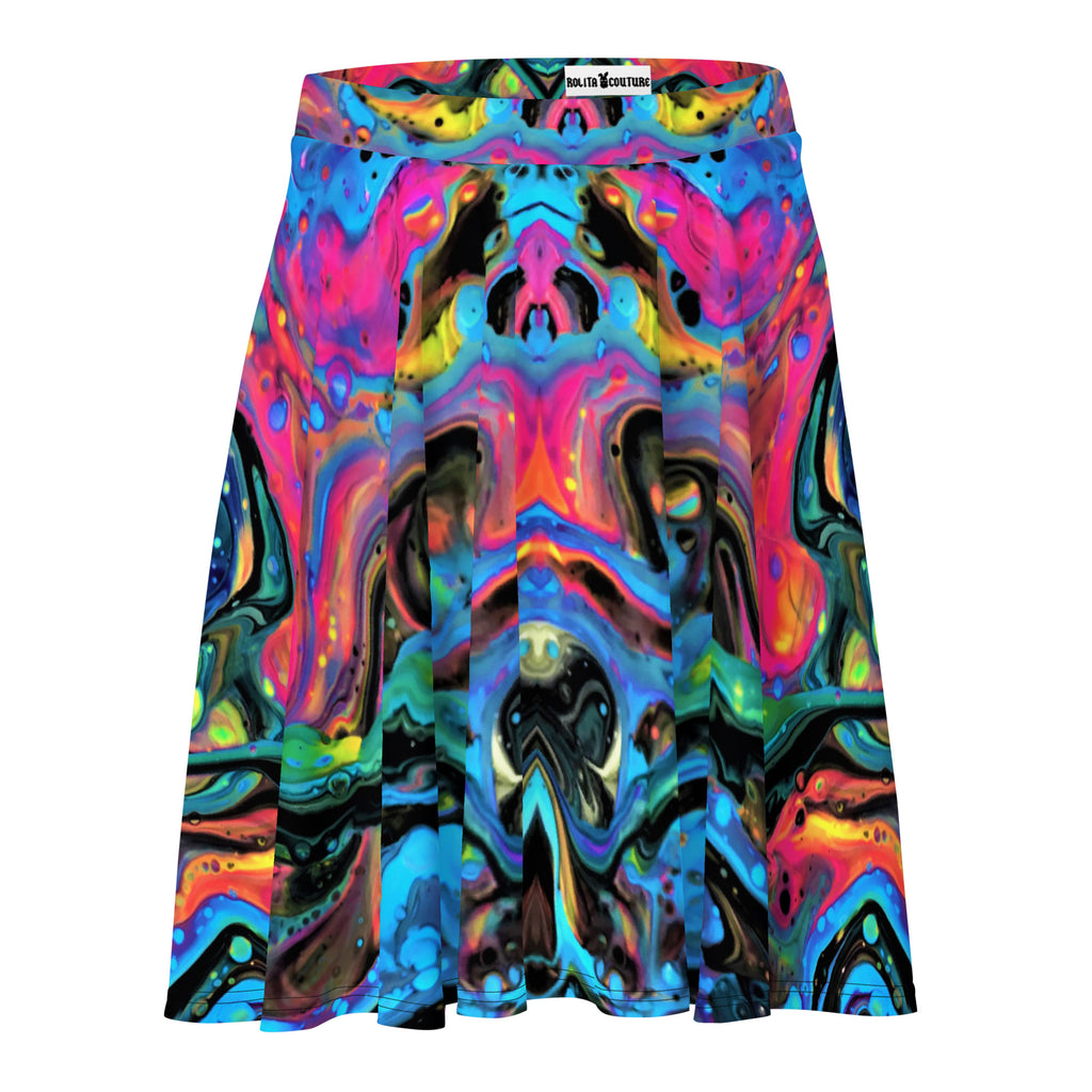 Dirty Drops Skater Skirt (Made to Order) - Midnight Lava