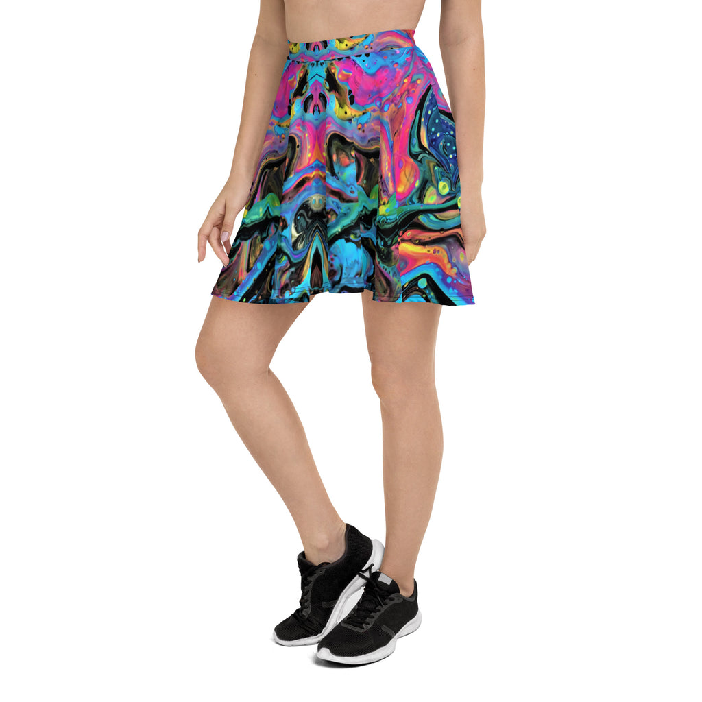 Dirty Drops Skater Skirt (Made to Order) - Midnight Lava