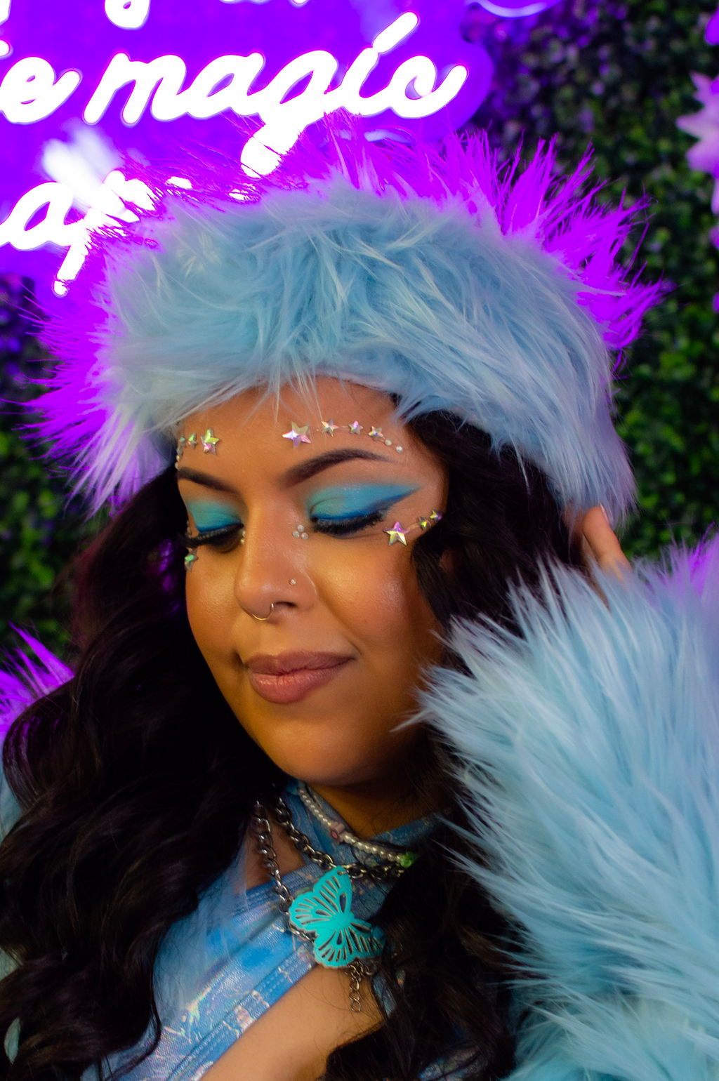 Furry Headband - Baby Blue Fur