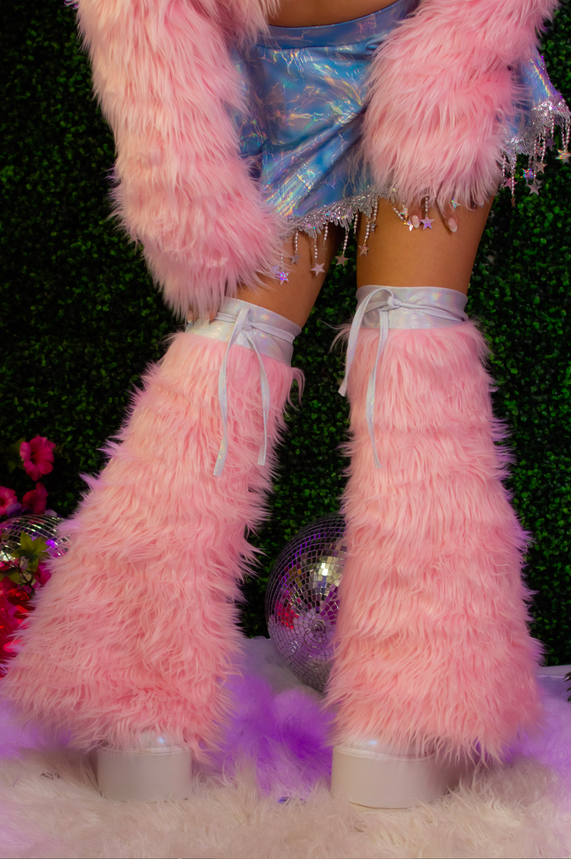 Fuzzy Leg Warmers - Baby Pink Fur
