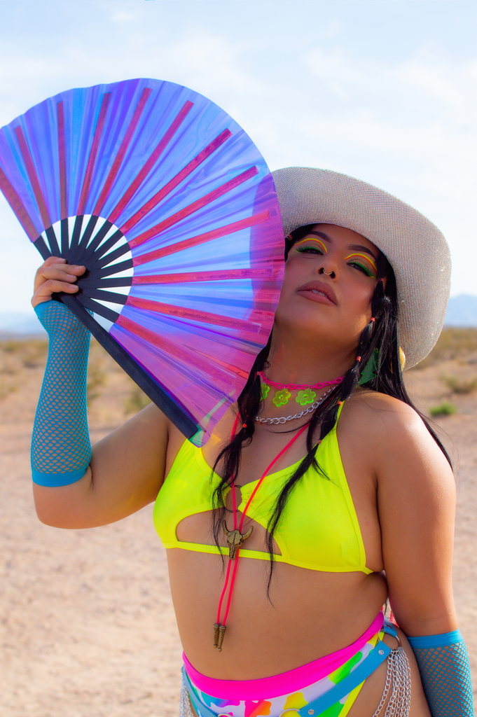 Iridescent Purple Hand Fan - Vaca Galactica