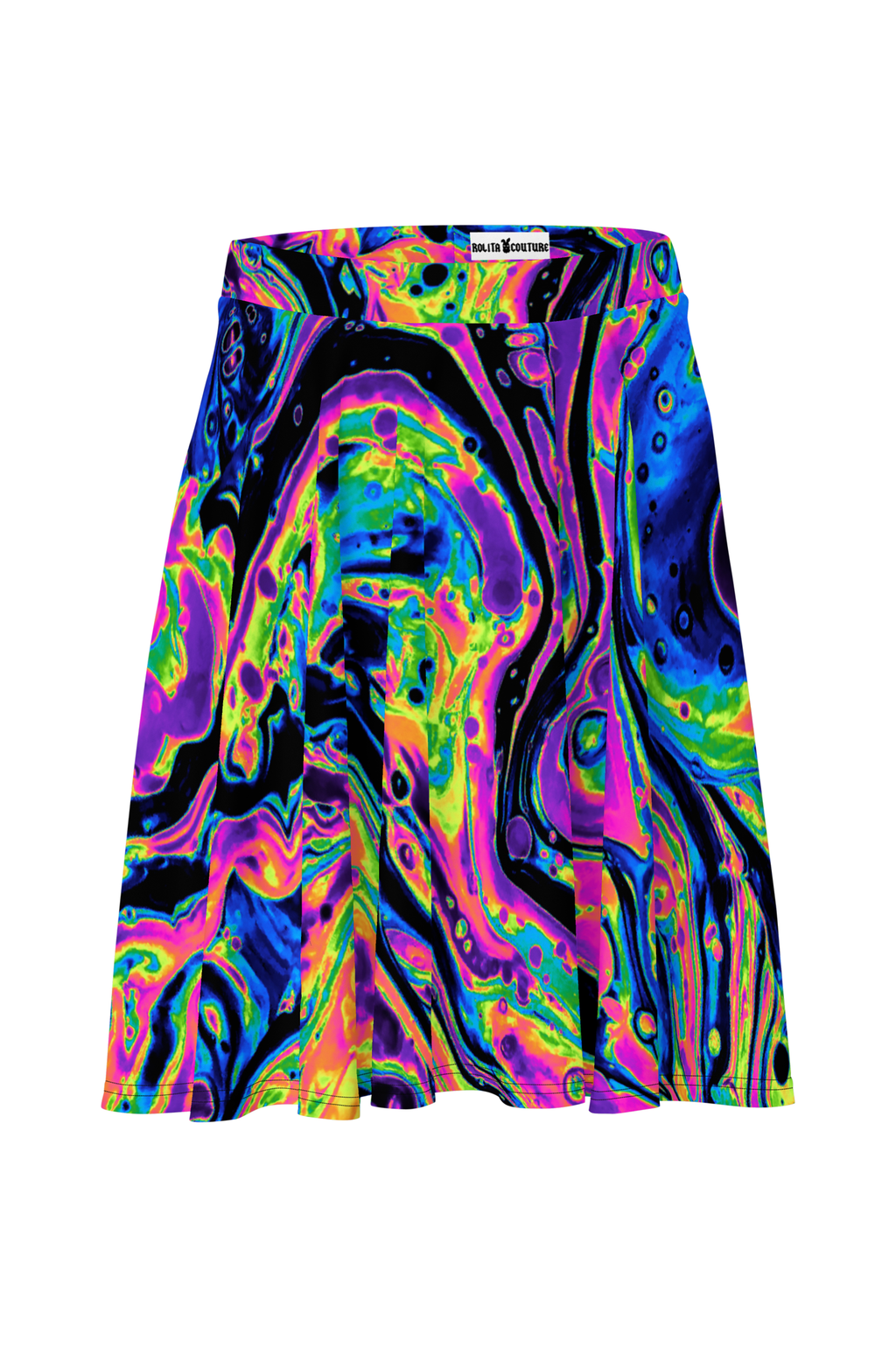 Dirty Drops Skater Skirt (Made to Order) - Liquid Mirage