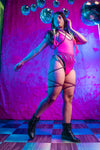 Monarch Mesh Bodysuit - Neon Pink Mesh