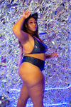 Daisy Scrunch Bottoms - Black Oil Slick