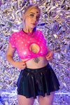 Scarlet Wrap Crop Top - Pink Star Mesh