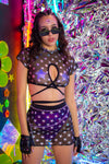 Scarlet Wrap Crop Top - Black Star Mesh