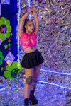 Scarlet Wrap Crop Top - Pink Star Mesh
