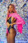 Stardust Fringe Shrug - Pink Star Mesh