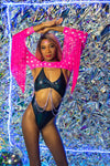 Stardust Fringe Shrug - Pink Star Mesh