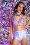 Joy Chain Wrap Top - Lilac Star Mesh