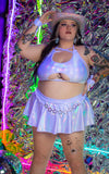 Bad Girl Mini Skirt - Silver Oil Slick