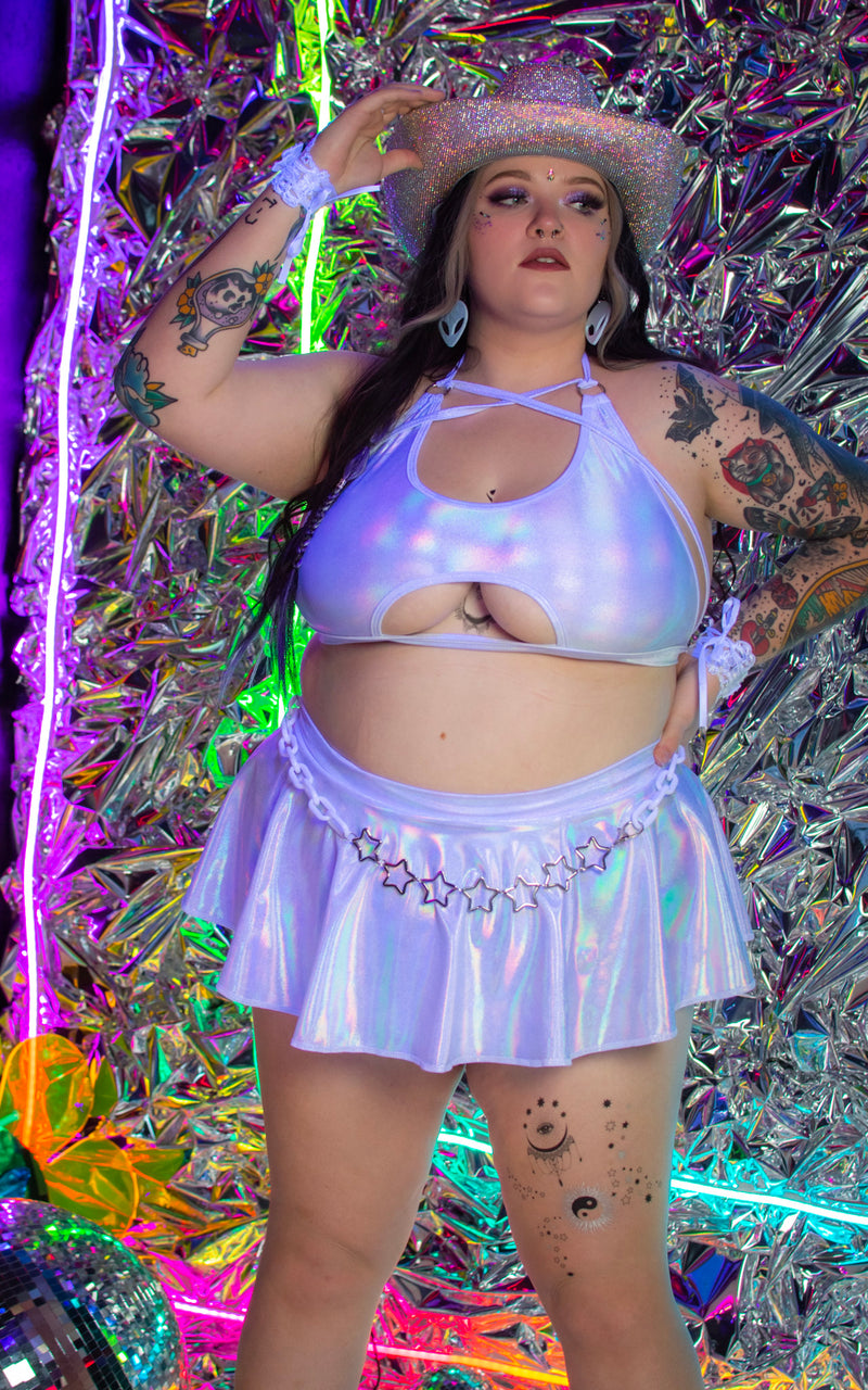 Bad Girl Mini Skirt - Silver Oil Slick