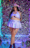 Bad Girl Mini Skirt - Silver Oil Slick
