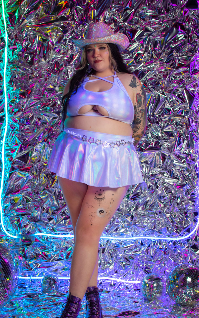 Bad Girl Mini Skirt - Silver Oil Slick