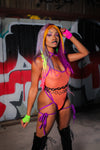 Monarch Mesh Bodysuit - Neon Orange Mesh