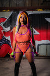 Monarch Mesh Bodysuit - Neon Orange Mesh