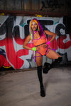 Monarch Mesh Bodysuit - Neon Orange Mesh