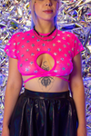 Scarlet Wrap Crop Top - Pink Star Mesh