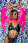 Stardust Fringe Shrug - Pink Star Mesh